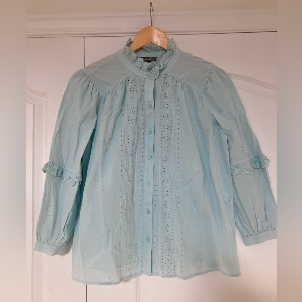 100% cotton blouse with embroidery, size S